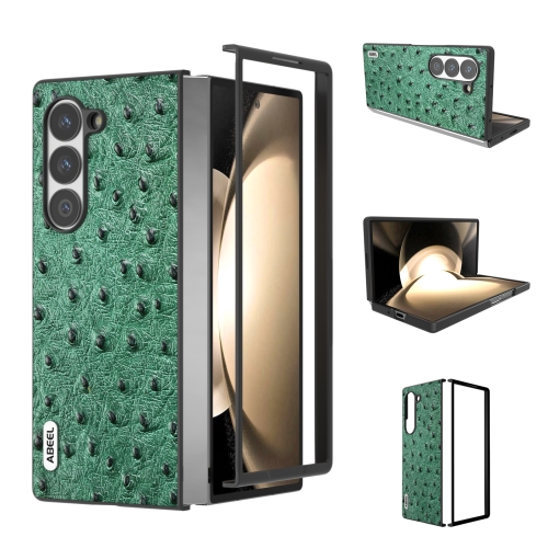 

For Samsung Galaxy Z Fold6 ABEEL Genuine Leather Ostrich Texture Phone Case(Green)