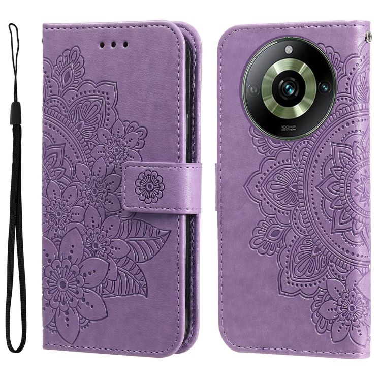 

For Realme 11 Pro / 11 Pro+ 7-petal Flowers Embossing Leather Phone Case(Light Purple)