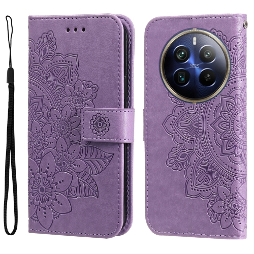 

For Realme 13 Pro / 13 Pro+ / P1 Pro Global Seven-petal Flowers Embossing Leather Phone Case(Light Purple)