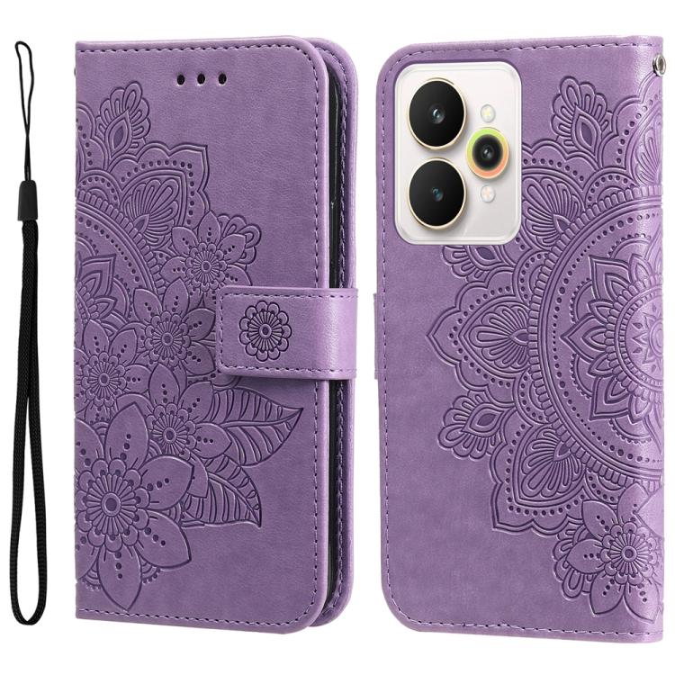 

For Realme 15 5G / Realme 15 Pro 5G Seven-petal Flowers Embossing Leather Phone Case(Light Purple)