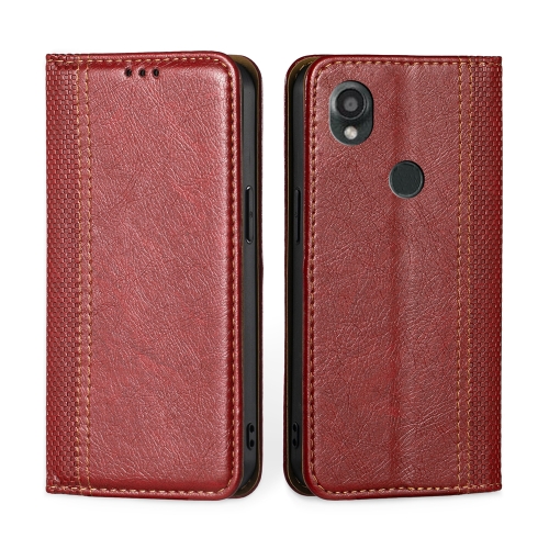 

For Kyocera Digno SX3-KYG02 Grid Texture Magnetic Flip Leather Phone Case(Red)