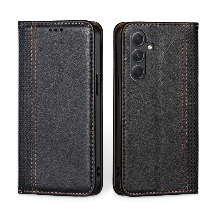 

For Samsung Galaxy A54 5G Grid Texture Magnetic Flip Leather Phone Case(Black)