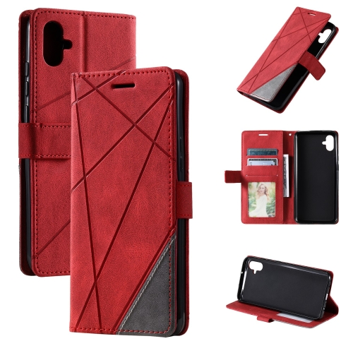 

For Samsung Galaxy A04e /F04 Skin Feel Splicing Horizontal Flip Leather Phone Case(Red)