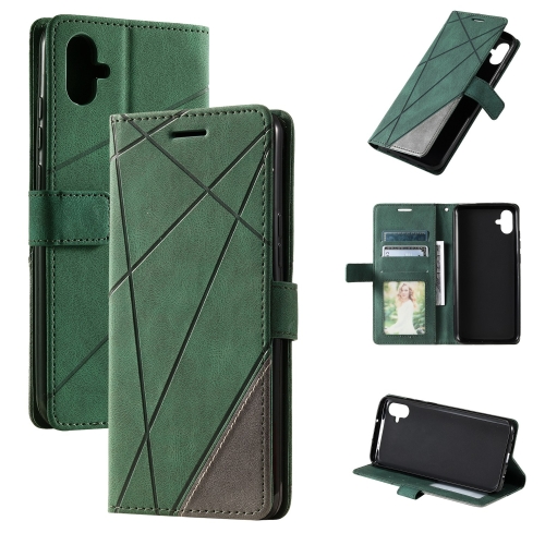 

For Samsung Galaxy A04e /F04 Skin Feel Splicing Horizontal Flip Leather Phone Case(Green)