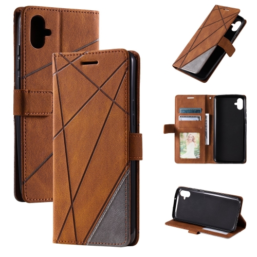 

For Samsung Galaxy A04e /F04 Skin Feel Splicing Horizontal Flip Leather Phone Case(Brown)