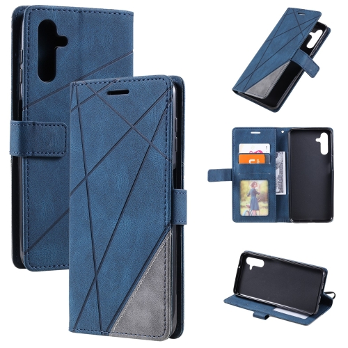 

For Samsung Galaxy A24 Skin Feel Splicing Horizontal Flip Leather Phone Case(Blue)
