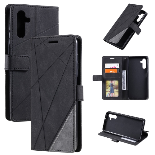 

For Samsung Galaxy A24 Skin Feel Splicing Horizontal Flip Leather Phone Case(Black)