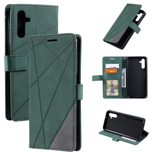 

For Samsung Galaxy A34 5G Skin Feel Splicing Horizontal Flip Leather Phone Case(Green)