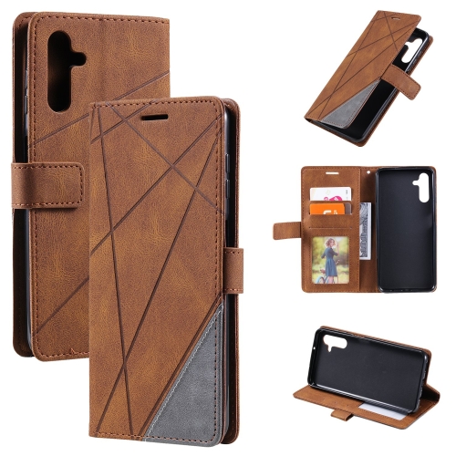 

For Samsung Galaxy A34 5G Skin Feel Splicing Horizontal Flip Leather Phone Case(Brown)