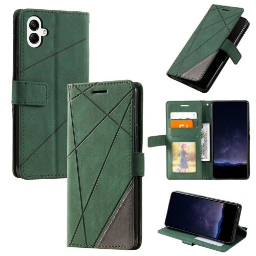 

For Samsung Galaxy A05 Skin Feel Splicing Horizontal Flip Leather Phone Case(Green)