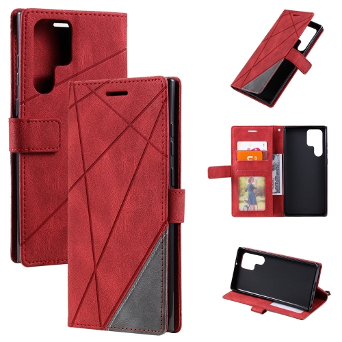 

For Samsung Galaxy S24 Ultra 5G Skin Feel Splicing Leather Phone Case(Red)