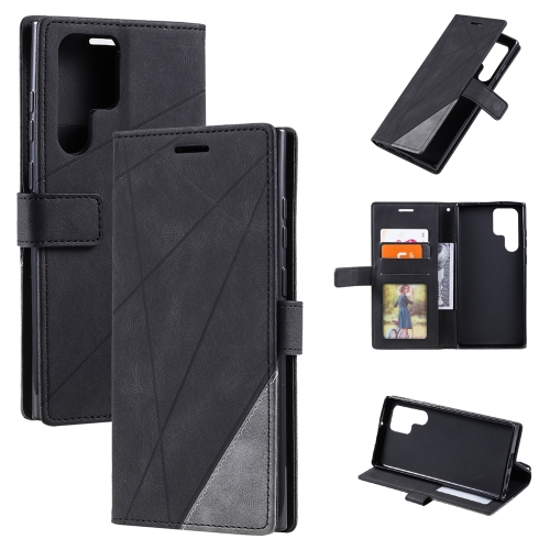

For Samsung Galaxy S24 Ultra 5G Skin Feel Splicing Leather Phone Case(Black)