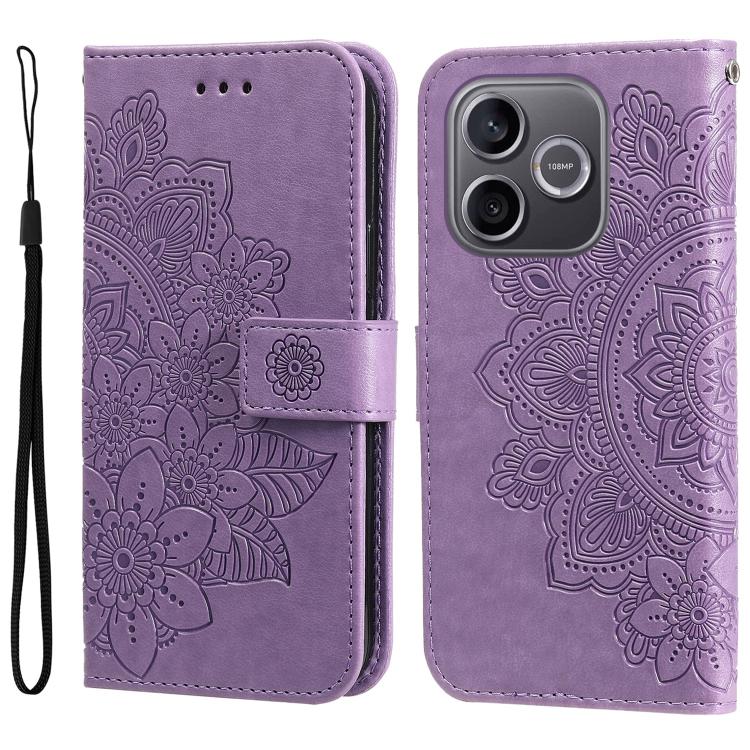 

For Honor 600 Lite Global Seven-petal Flowers Embossing Leather Phone Case(Light Purple)