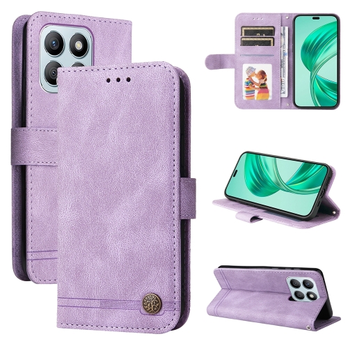 

For Honor X8b Skin Feel Life Tree Metal Button Leather Phone Case(Purple)