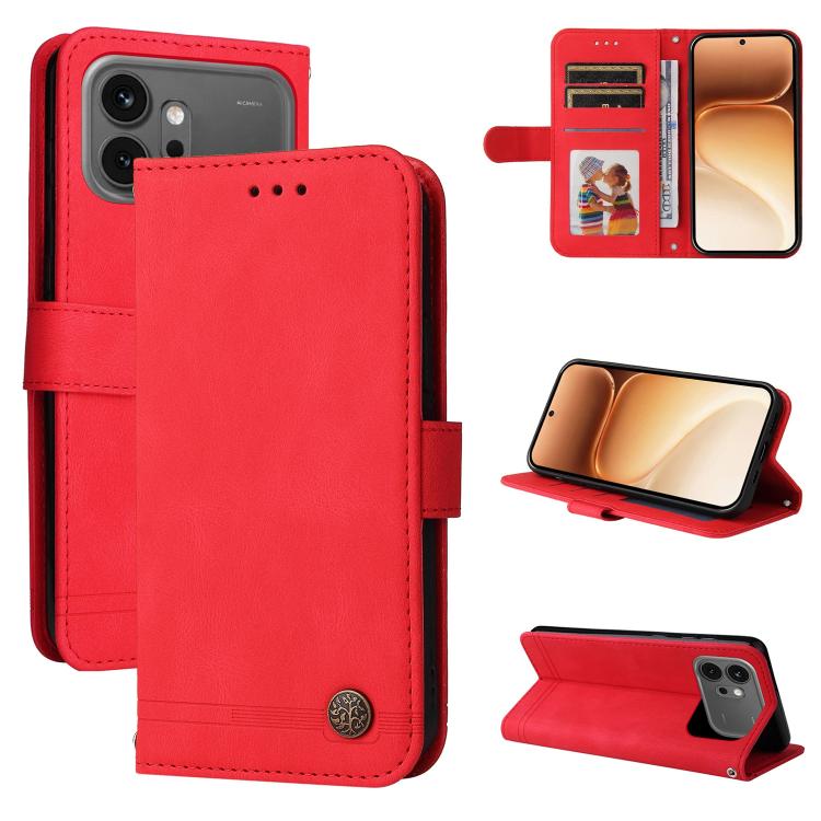 

For Honor 600 Global / 600 Pro Global Skin Feel Life Tree Metal Button Leather Phone Case(Red)