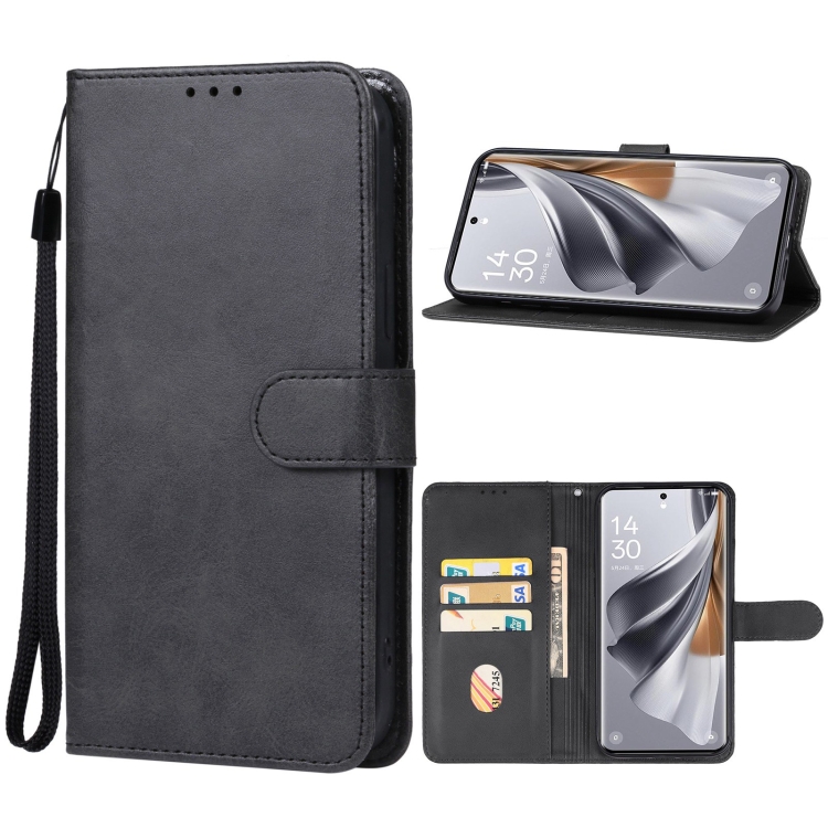 

For OPPO Reno10 Leather Phone Case(Black)