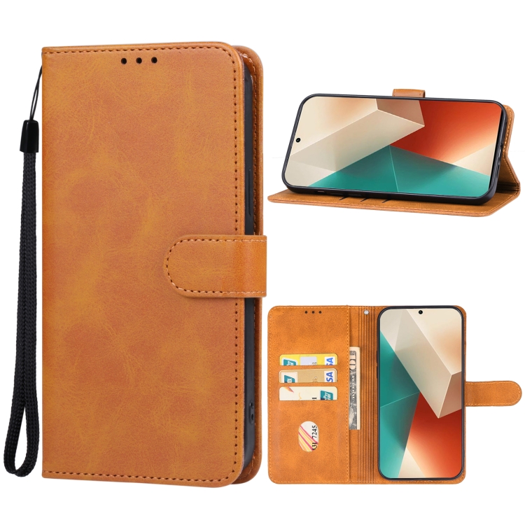 

For Xiaomi Redmi Note 13 5G Leather Phone Case(Brown)
