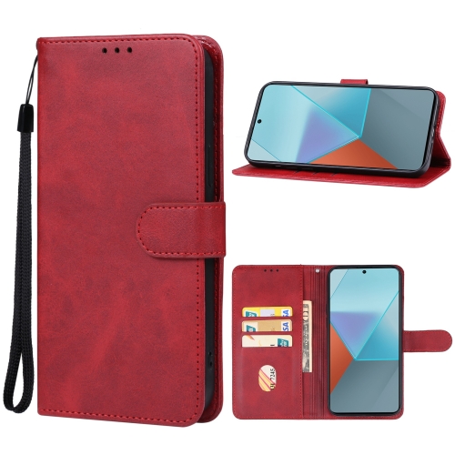 

For Xiaomi Redmi Note 13 Pro 4G/Poco M6 Pro 4G Leather Phone Case(Red)
