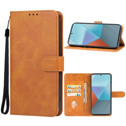 

For Xiaomi Redmi Note 13 Pro 4G/Poco M6 Pro 4G Leather Phone Case(Brown)