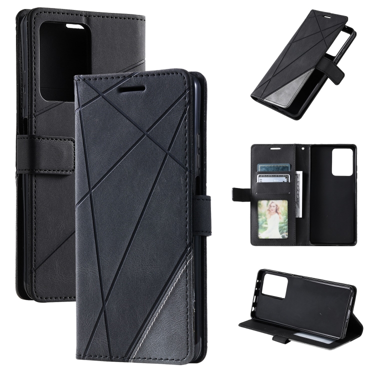 

For Redmi Note 12 Pro Speed Skin Feel Splicing Leather Phone Case(Black)