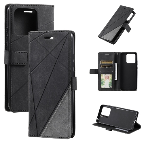 

For Redmi 11A 4G Global Skin Feel Splicing Leather Phone Case(Black)