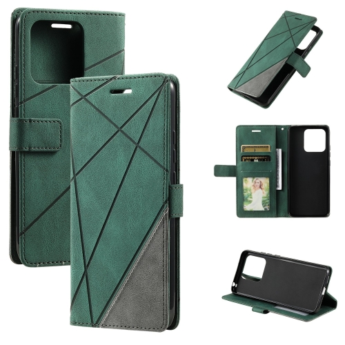 

For Redmi 11A 4G Global Skin Feel Splicing Leather Phone Case(Green)