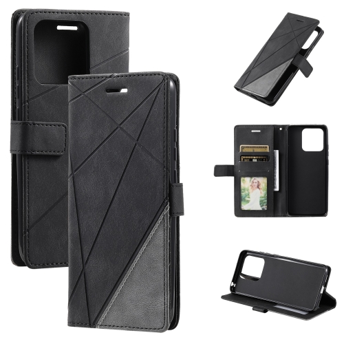 

For Xiaomi 13 Skin Feel Splicing Leather Phone Case(Black)