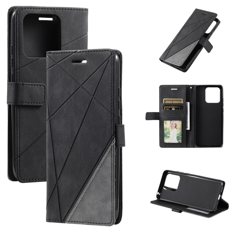 

For Xiaomi 13 Pro Skin Feel Splicing Leather Phone Case(Black)