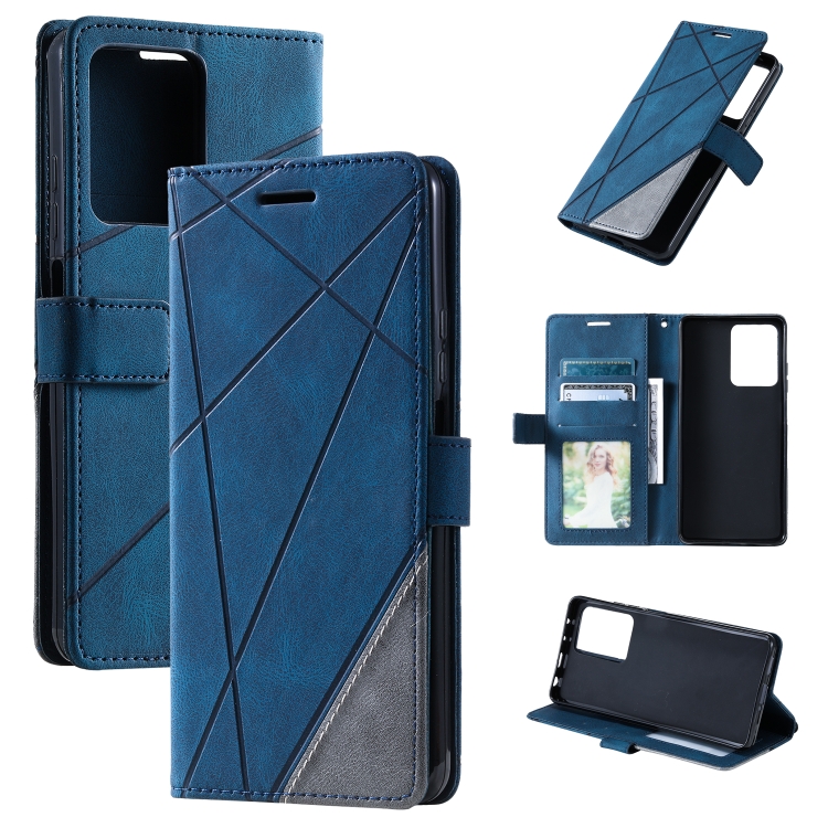 

For Redmi Note 12 4G Global Skin Feel Splicing Leather Phone Case(Blue)