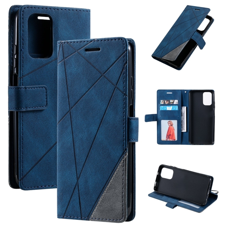 

For Xiaomi POCO F5 Skin Feel Splicing Leather Phone Case(Blue)