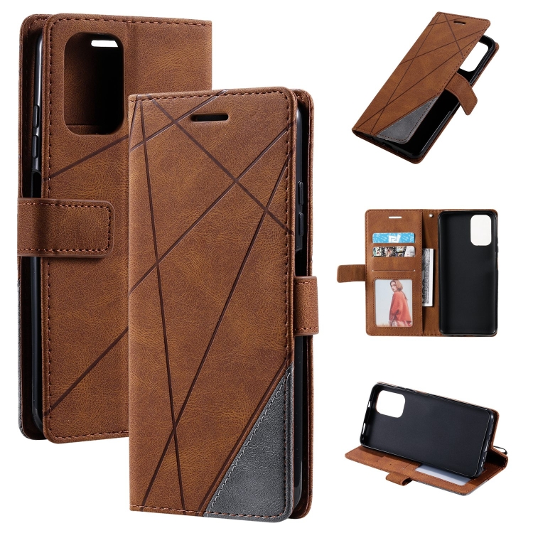 

For Xiaomi POCO F5 Skin Feel Splicing Leather Phone Case(Brown)