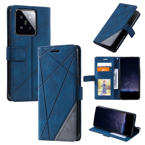 

For Xiaomi 14 Pro Skin Feel Splicing Leather Phone Case(Blue)
