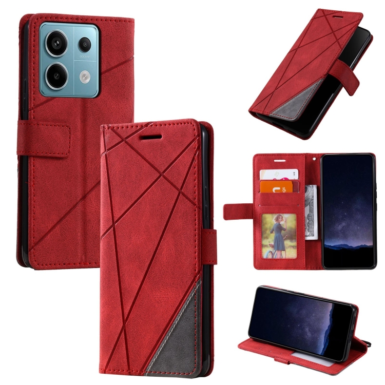

For Xiaomi Redmi Note 13 Pro 5G Skin Feel Splicing Leather Phone Case(Red)