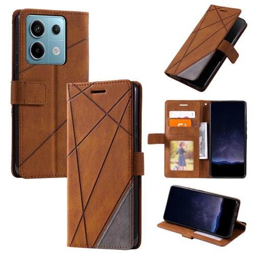 

For Xiaomi Redmi Note 13 Pro 5G Skin Feel Splicing Leather Phone Case(Brown)