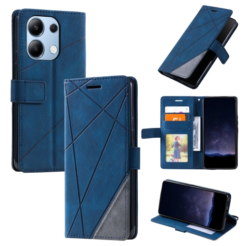 

For Xiaomi Redmi Note 13 4G Skin Feel Splicing Leather Phone Case(Blue)