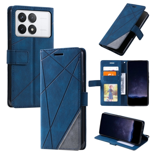 

For Xiaomi Redmi K70E Skin Feel Splicing Leather Phone Case(Blue)