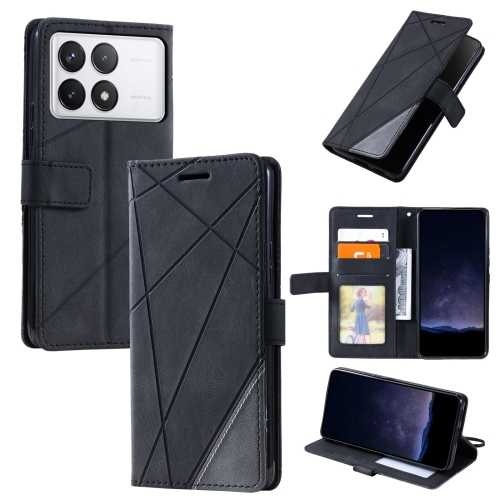 

For Xiaomi Redmi K70E Skin Feel Splicing Leather Phone Case(Black)