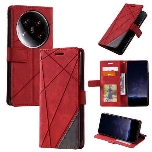 

For Xiaomi 14 Ultra Skin Feel Splicing Leather Phone Case(Red)