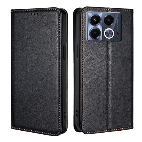 

For Infinix Note 40 5G Gloss Oil Solid Color Magnetic Leather Phone Case(Black)