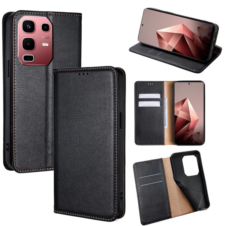 

For Infinix Note 50s 5G Gloss Oil Solid Color Magnetic Leather Phone Case(Black)