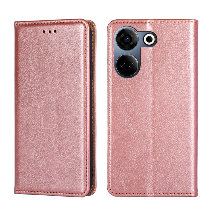 

For Tecno Camon 20 Pro 4G Gloss Oil Solid Color Magnetic Leather Phone Case(Rose Gold)