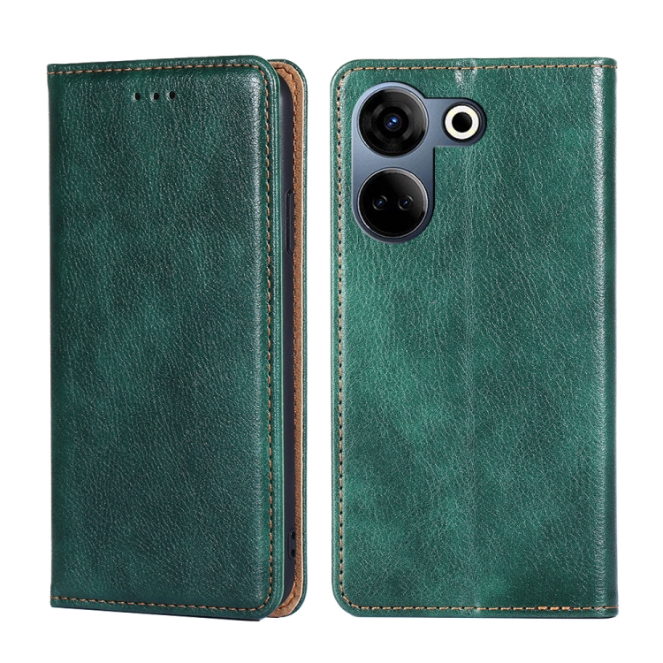 

For Tecno Camon 20 Pro 4G Gloss Oil Solid Color Magnetic Leather Phone Case(Green)