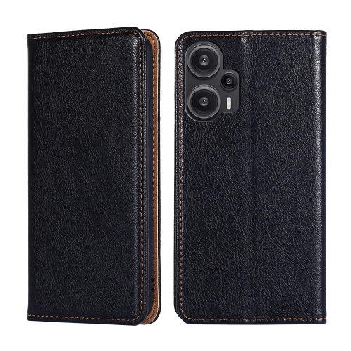 

For Xiaomi Redmi Note 12 Turbo Gloss Oil Solid Color Magnetic Leather Phone Case(Black)