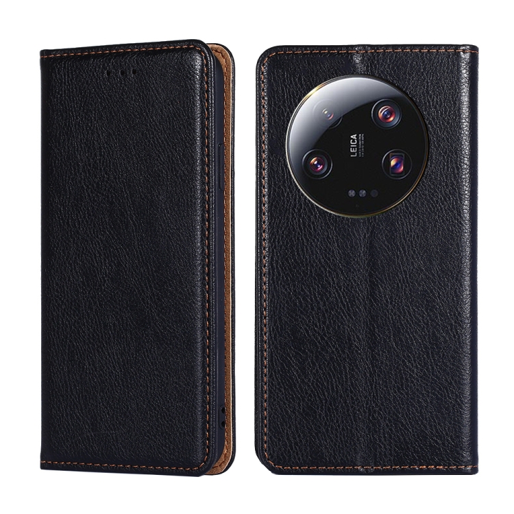 

For Xiaomi 13 Ultra 5G Gloss Oil Solid Color Magnetic Leather Phone Case(Black)