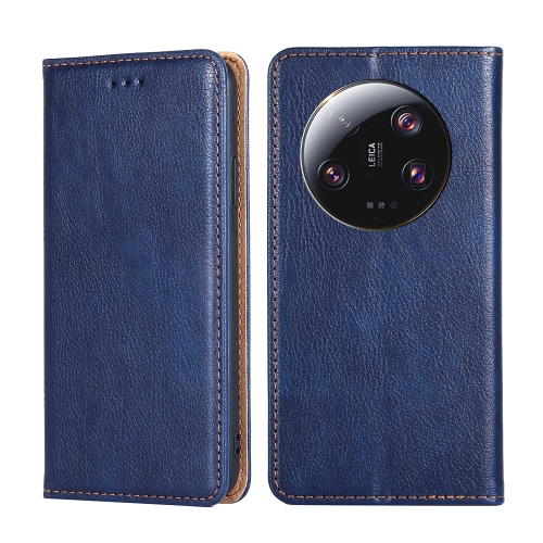 

For Xiaomi 13 Ultra 5G Gloss Oil Solid Color Magnetic Leather Phone Case(Blue)