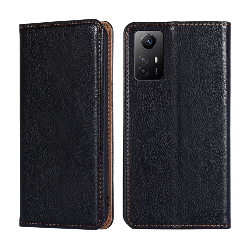 

For Xiaomi Redmi Note 12S 4G Gloss Oil Solid Color Magnetic Leather Phone Case(Black)