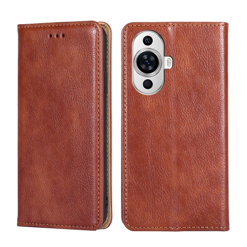 

For Huawei nova 11 4G Gloss Oil Solid Color Magnetic Leather Phone Case(Brown)