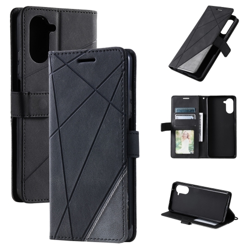 

For Realme 10 Pro 5G Skin Feel Splicing Horizontal Flip Leather Phone Case(Black)