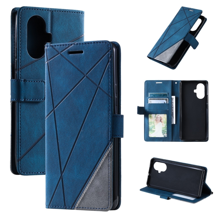 

For Realme 10 Pro+ 5G Skin Feel Splicing Horizontal Flip Leather Phone Case(Blue)