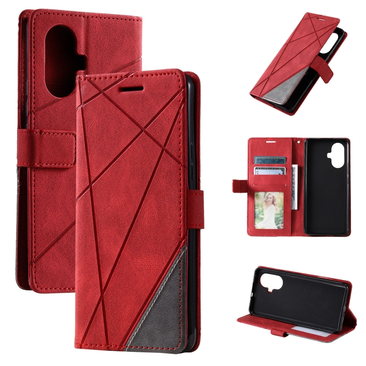 

For Realme 10 Pro+ 5G Skin Feel Splicing Horizontal Flip Leather Phone Case(Red)